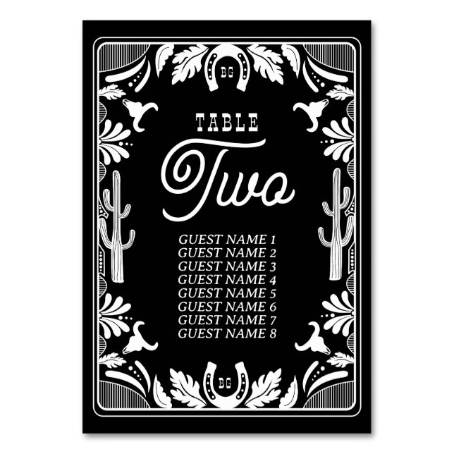 Westerna Land Cowboy Rustic Bröllop Bordsnummer (Framsidan)