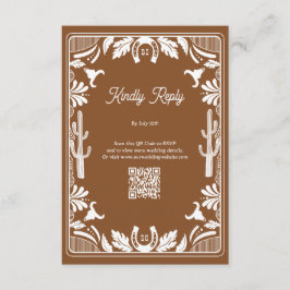 Westerna Land Cowboy Rustic Bröllop Brown Tilläggskort