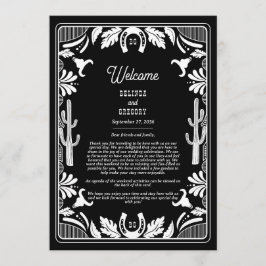 Westerna Land Cowboy Rustic Bröllop Itinerary Program