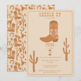 Westerna Land CowboyBoots Saddle upp födelsedag Inbjudningar