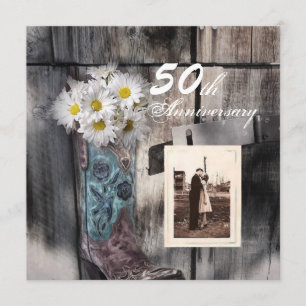 westerna land cowboydagen 50 bröllop-årsdagen inbjudningar