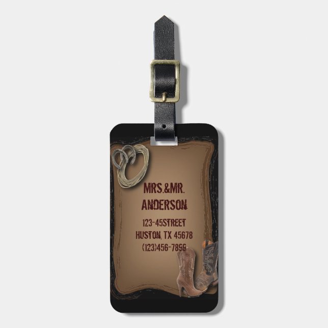 westerna land-cowboyen bröllop bagagebricka (Vertikal Framsida)