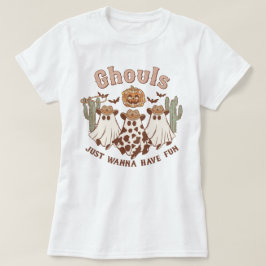 Westerna Land Cowgirl Ghouls Funny Halloween T Shirt