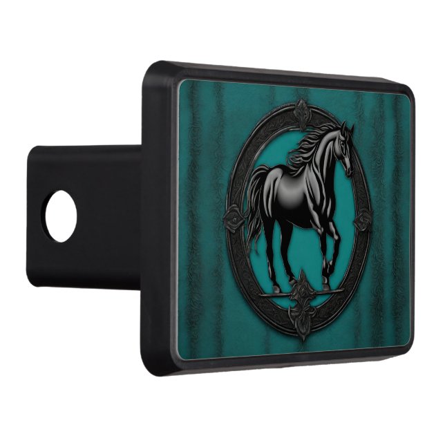 Westerna Land Equestrian Teal Black Horse Dragkroksskydd (Höger)