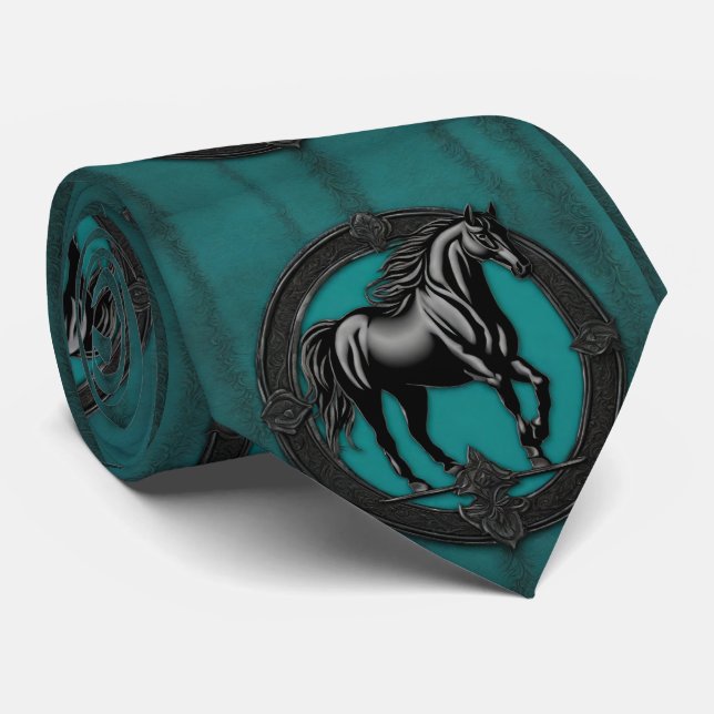 Westerna Land Equestrian Teal Black Horse Slips (Rullad)