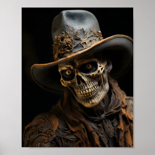 Westerna Land Halloween Skeleton Cowboy Poster