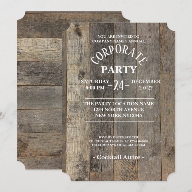 westerna land lada rustic Corporate Party Inbjudningar (Fram/baksida)
