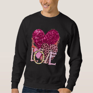 Westerna Land Leopard Hearts Kärlek Cowgirl Valent Lång Ärmad Tröja