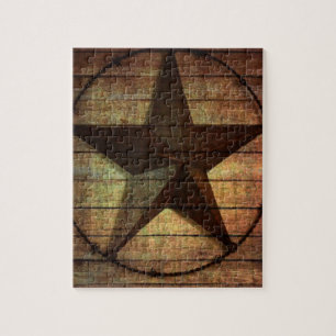 Westerna Land Primitive Barn Wood Texas Star Pussel