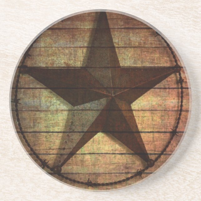 Westerna Land Primitive Barn Wood Texas Star Underlägg Sandsten (Framsidan)