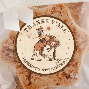 Westerna Land Rodeo Cowboy Birthday Tack Runt Klistermärke