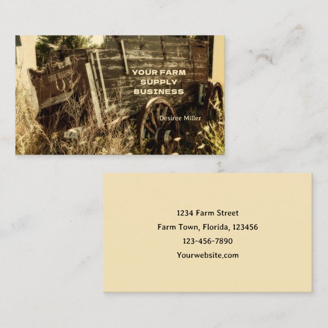 Westerna Land Rustic Brown Farm Wagon Visitkort (Fram/baksida)