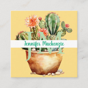 Westerna Land Succulent Cacti Cactus Fyrkantigt Visitkort