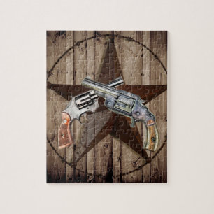 westerna land-texas stjärniga cowboypistoler pussel