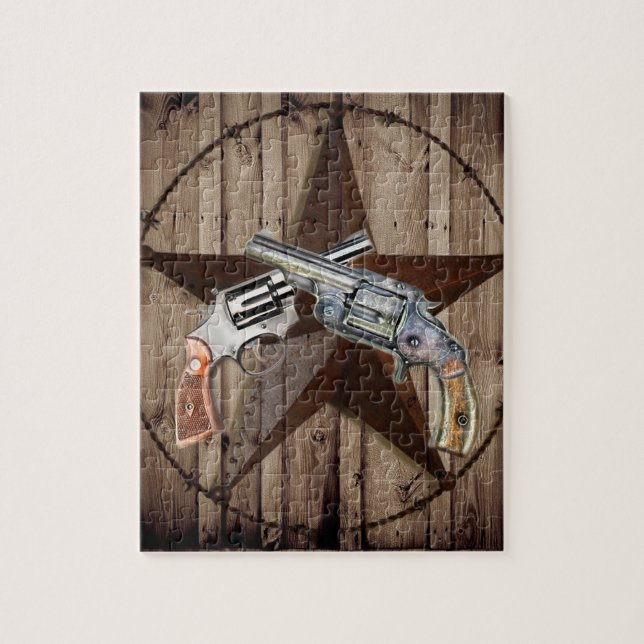 westerna land-texas stjärniga cowboypistoler pussel (Vertikal)