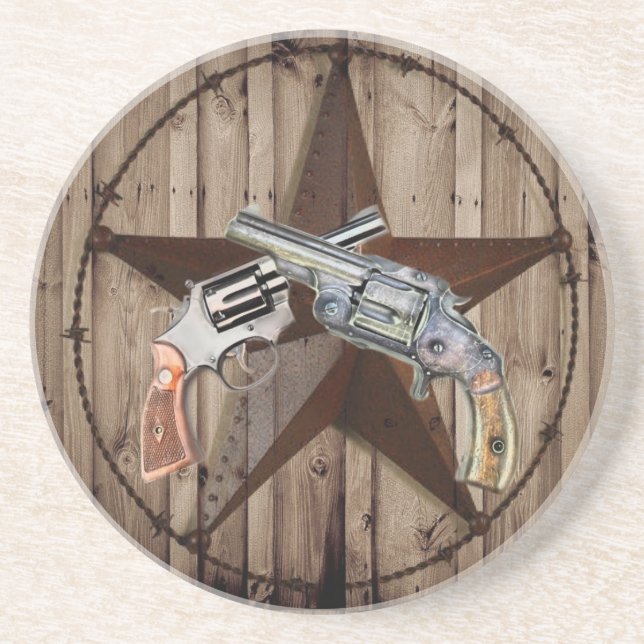 westerna land-texas stjärniga cowboypistoler underlägg (Framsidan)