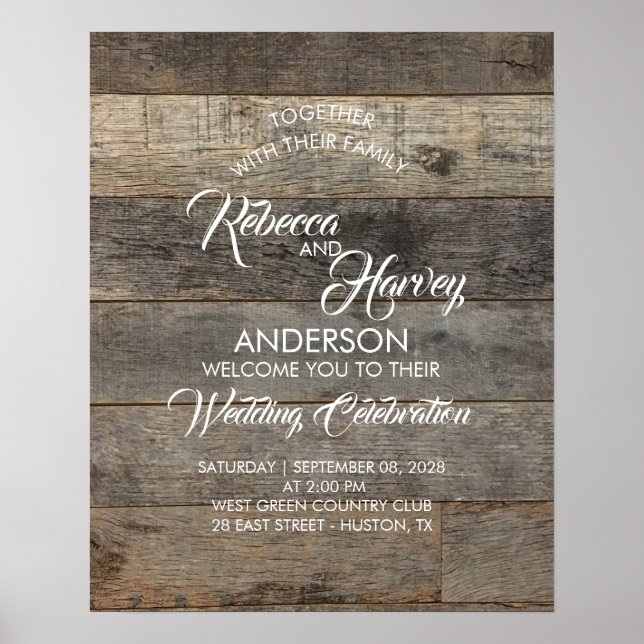 westerna land-vedslingan bröllop välkomnas poster (Framsidan)