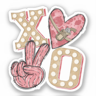 Westerna Land Xoxo   Hugs och Kisses Klistermärken