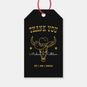 Westerna Landsbyggsbröllopet Cowboy Bull Skull Rus Presentetikett
