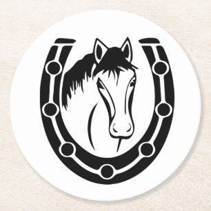 Westerna Landsbyggsbröllopet Horseshoe Rustic Underlägg Papper Rund