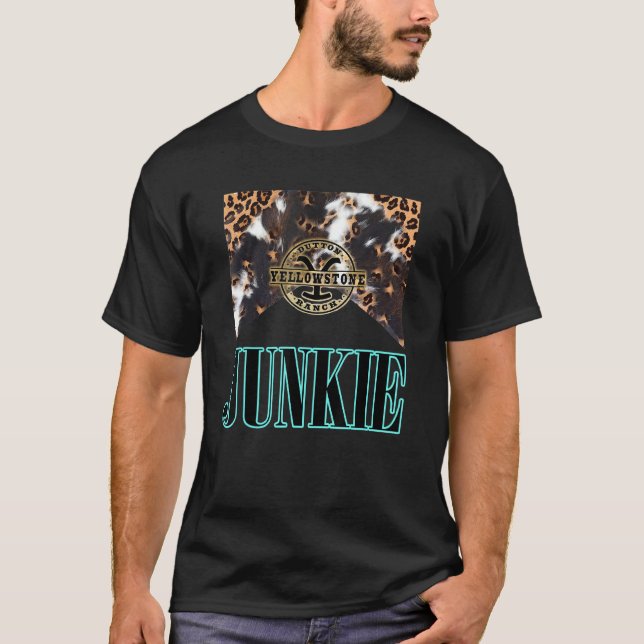 Westerna Leopard Yellowstone Junkie T Shirt (Framsida)