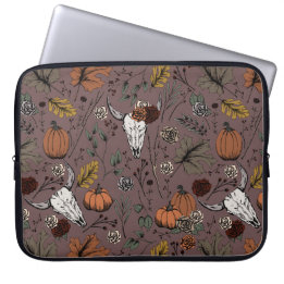 Westerna Lila Fall Harvest and Cow Döskallars Laptop Fodral