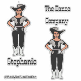 Westerna Majorette/Dancer Stickers Black Silver A Klistermärken