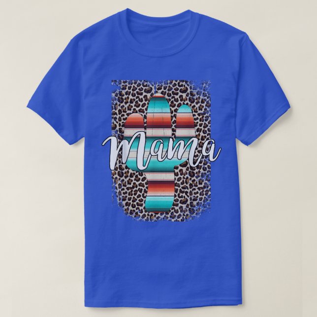 Westerna Mamma Leopard Cactus Serape Cowgirl Rodeo T Shirt (Design framsida)