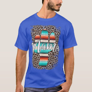 Westerna Mamma Leopard Cactus Serape Cowgirl Rodeo T Shirt