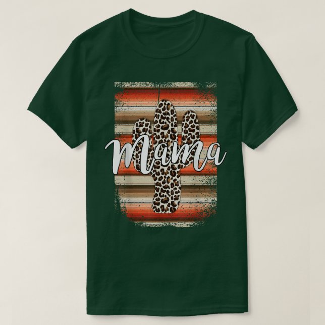 Westerna Mamma Leopard Cactus Serape Cowgirl Rodeo T Shirt (Design framsida)