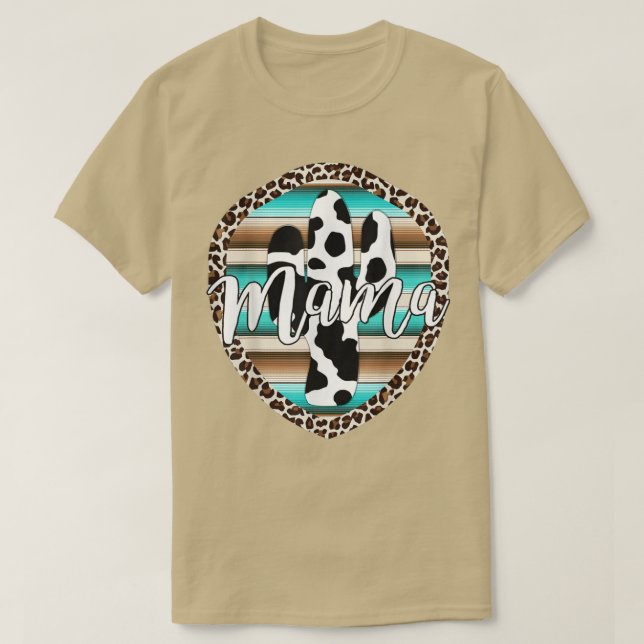 Westerna Mamma-serapko Cactus Leopard Cowgirl Rode T Shirt (Design framsida)