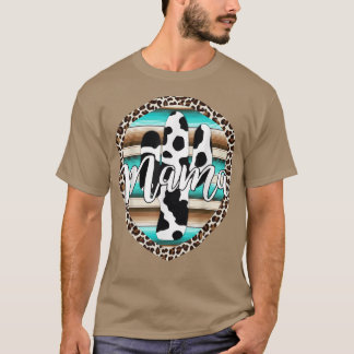 Westerna Mamma-serapko Cactus Leopard Cowgirl Rode T Shirt