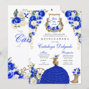 Westerna Mariachi Blue Ro Charro Quinceañera Inbjudningar