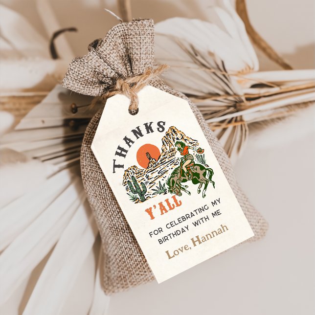 Westerna Märkre av Cowboy Rodeo Birthday Gift Presentetikett (Skapare uppladdad)