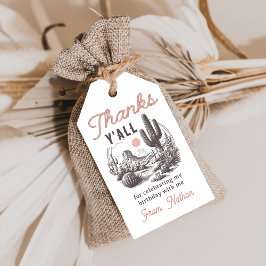 Westerna Märkre för Desert Cowboy Rodeo Birthday G Presentetikett