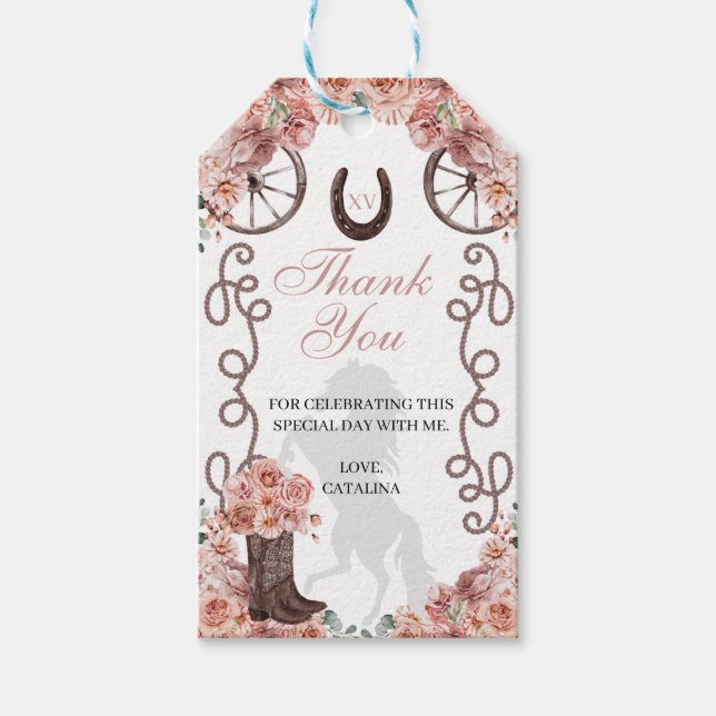 Westerna Märkre för Ro Guld Ranchero Quinceanera G Presentetikett (Framsidan)