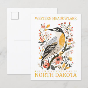 Westerna Meadowlark Bird of North Dakota USA Vykort