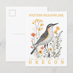 Westerna Meadowlark Bird of Oregon Travel Vykort