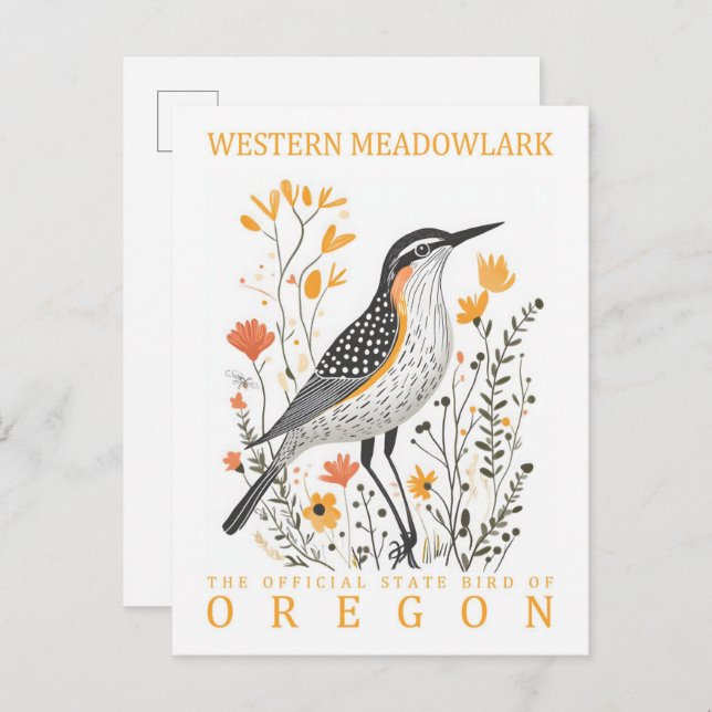 Westerna Meadowlark Bird of Oregon Travel Vykort (Fram/baksida)