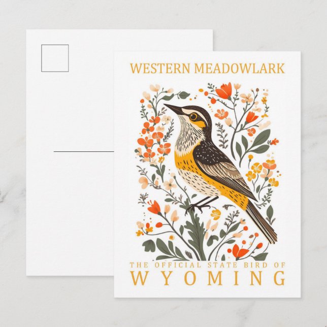 Westerna Meadowlark Bird of Wyoming Travel Vykort (Fram/baksida)