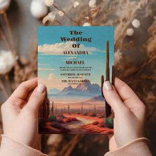 Westerna mexikanska Cactus Desert Bröllop Inbjudningar