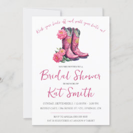 Westerna Möhippan Cowgirl Boots and Flowers Inbjudningar
