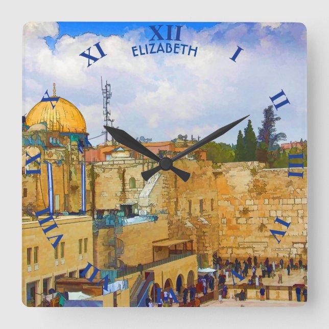 Westerna muren i Jerusalem (morgondagens mur) Fyrkantig Klocka (Framsida)