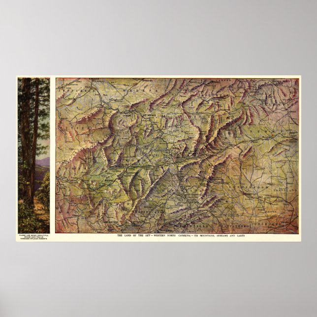 Westerna North CarolinaPanoramic Karta Poster (Framsidan)
