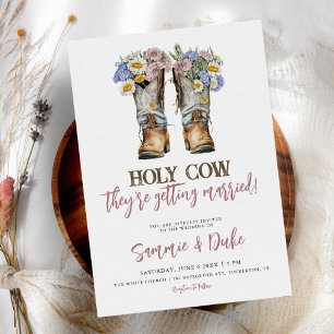 Westerna och Land Flowers Boots Rustic Bröllop Inbjudningar