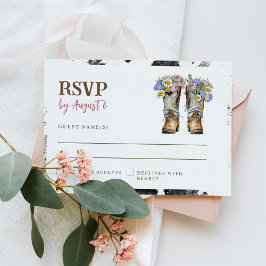 Westerna och Land Flowers Boots Rustic Bröllop OSA Kort