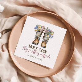 Westerna och Land Flowers Boots Rustic Bröllop Pappersservett