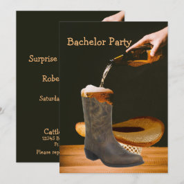 Westerna Party Bachelor Cowboy Hat Beer Inbjudningar