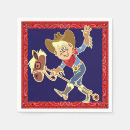 Westerna Party Cowboy Kid On Stick Horse Pappersservett