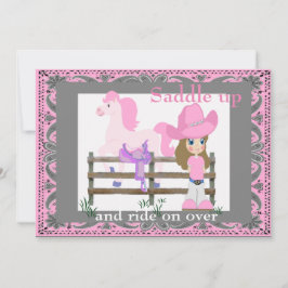 Westerna Party Cowgirl Horse Saddle Birthday Inbjudningar